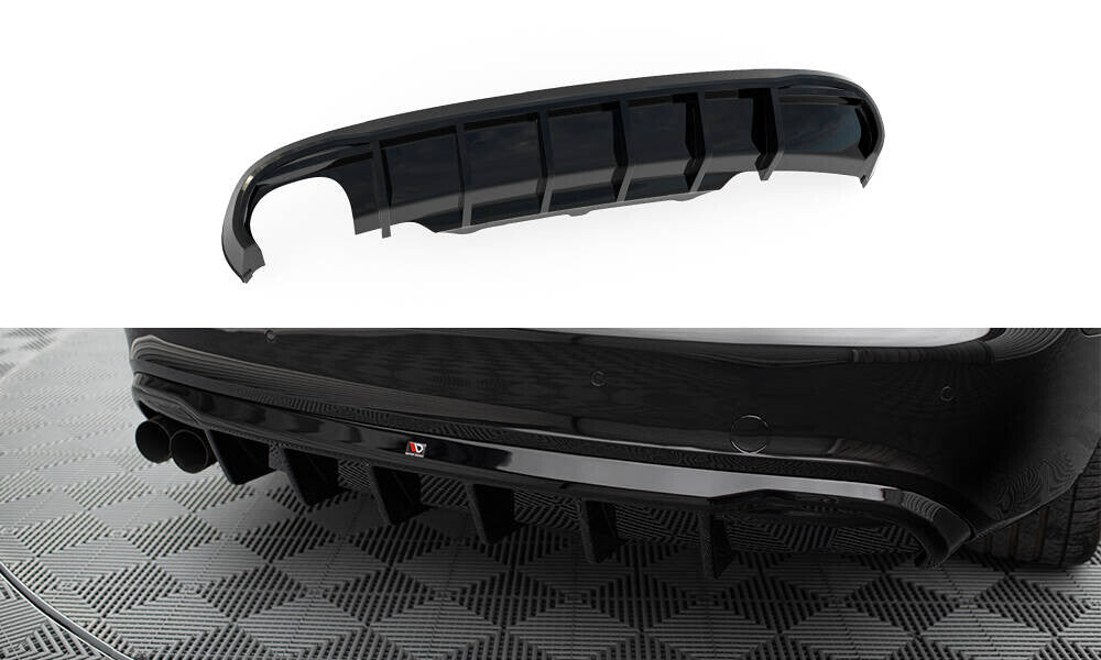 Heckansatz Diffusor passend für Audi A5 Coupe / Cabrio S-Line 8T (Doppelauspuff li.) schwarz Hochglanz