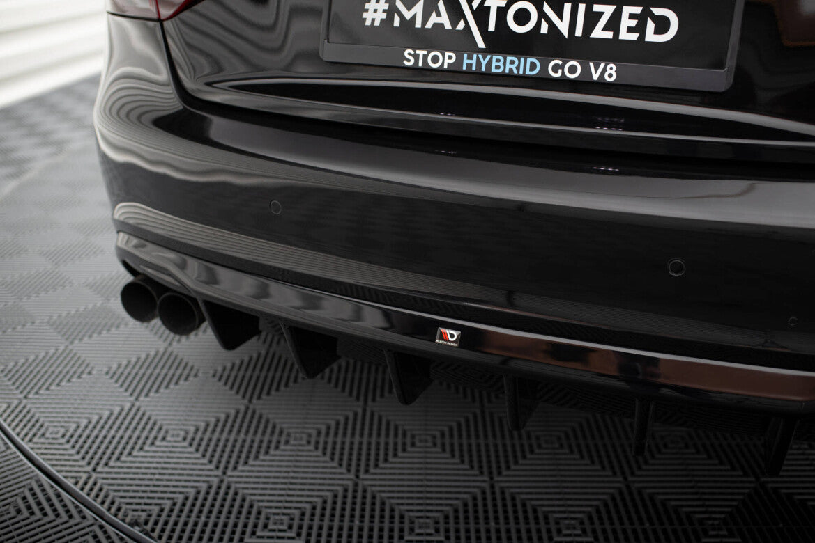 Heckansatz Diffusor passend für Audi A5 Coupe / Cabrio S-Line 8T (Doppelauspuff li.) schwarz Hochglanz
