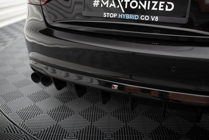 Heckansatz Diffusor passend für Audi A5 Coupe / Cabrio S-Line 8T (Doppelauspuff li.) schwarz Hochglanz