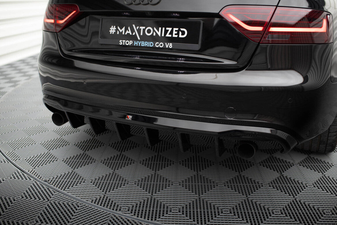 Heckansatz Diffusor passend für Audi A5 Coupe / Cabrio S-Line 8T (Einzelauspuff li. re.) schwarz Hochglanz