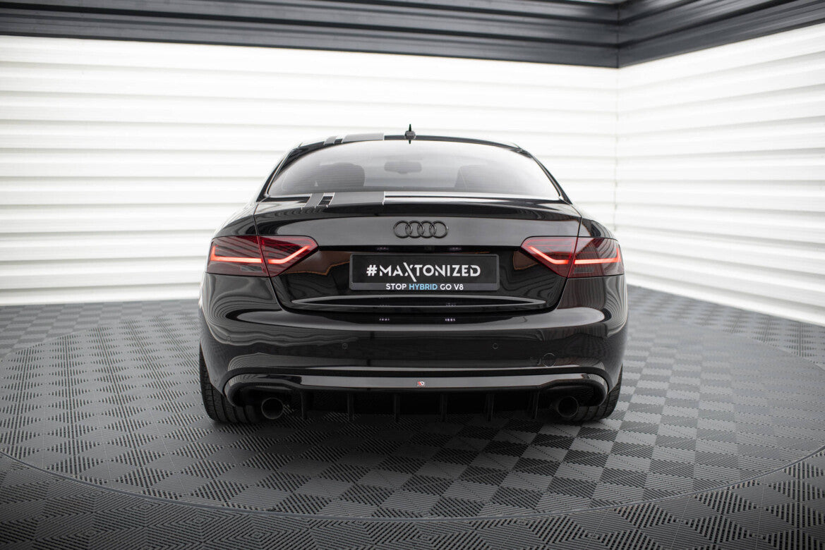 Heckansatz Diffusor passend für Audi A5 Coupe / Cabrio S-Line 8T (Einzelauspuff li. re.) schwarz Hochglanz