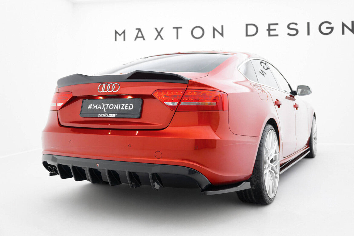 Heckansatz Diffusor passend für Audi A5 S-Line Sportback 8T (Doppelauspuff li.) schwarz Hochglanz