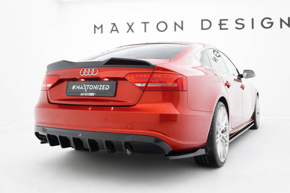 Heckansatz Diffusor passend für Audi A5 S-Line Sportback 8T (Doppelauspuff li.) schwarz Hochglanz