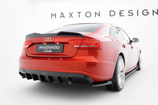 Heckansatz Diffusor passend für Audi A5 S-Line Sportback 8T (Doppelauspuff li.) schwarz Hochglanz