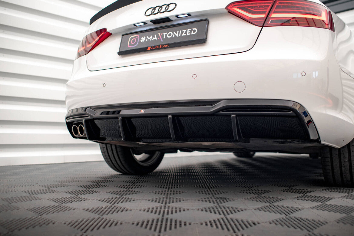 Heckansatz Diffusor passend für Audi A5 Sportback 8T FL (Doppelauspuff li.) schwarz Hochglanz