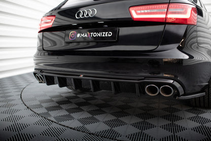 Heckansatz Diffusor passend für Audi A6 Limousine / Avant C7 (Doppelauspuff li. re.) schwarz Hochglanz