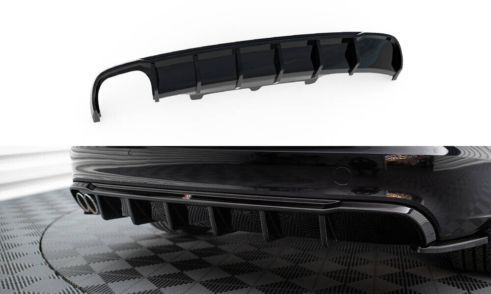 Heckansatz Diffusor passend für Audi A6 Limousine / Avant C7 (Doppelauspuff li.) schwarz Hochglanz
