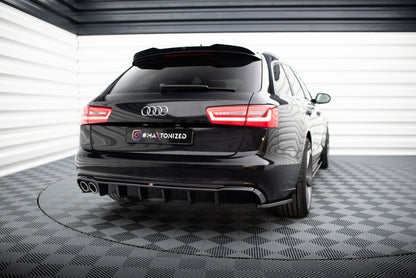 Heckansatz Diffusor passend für Audi A6 Limousine / Avant C7 (Doppelauspuff li.) schwarz Hochglanz