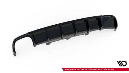 Heckansatz Diffusor passend für Audi A6 Limousine / Avant C7 (Doppelauspuff li.) schwarz Hochglanz