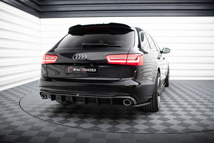 Heckansatz Diffusor passend für Audi A6 Limousine / Avant C7 schwarz Hochglanz