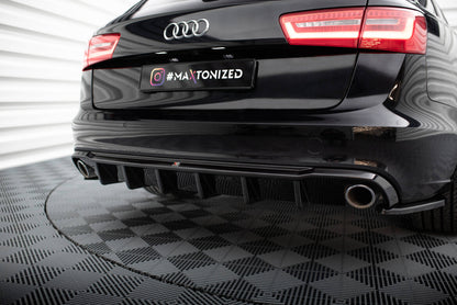 Heckansatz Diffusor passend für Audi A6 Limousine / Avant C7 schwarz Hochglanz