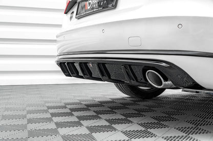 Heckansatz Diffusor passend für Audi A8 D4 schwarz Hochglanz