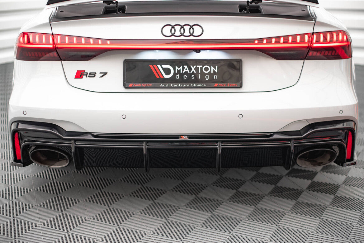 Heckansatz Diffusor passend für Audi RS7 C8 (mit AHK) schwarz Hochglanz