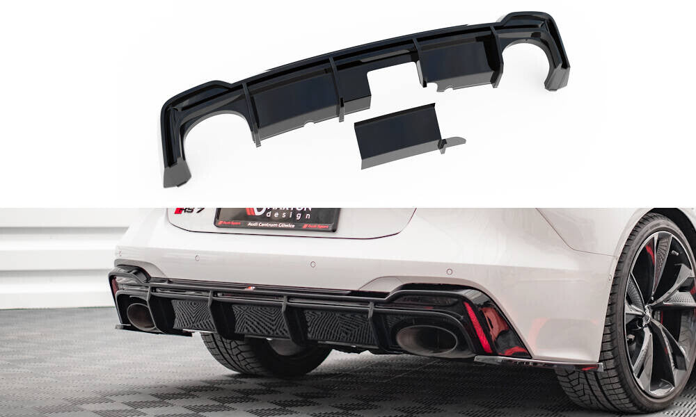 Heckansatz Diffusor passend für Audi RS7 C8 (mit AHK) schwarz Hochglanz