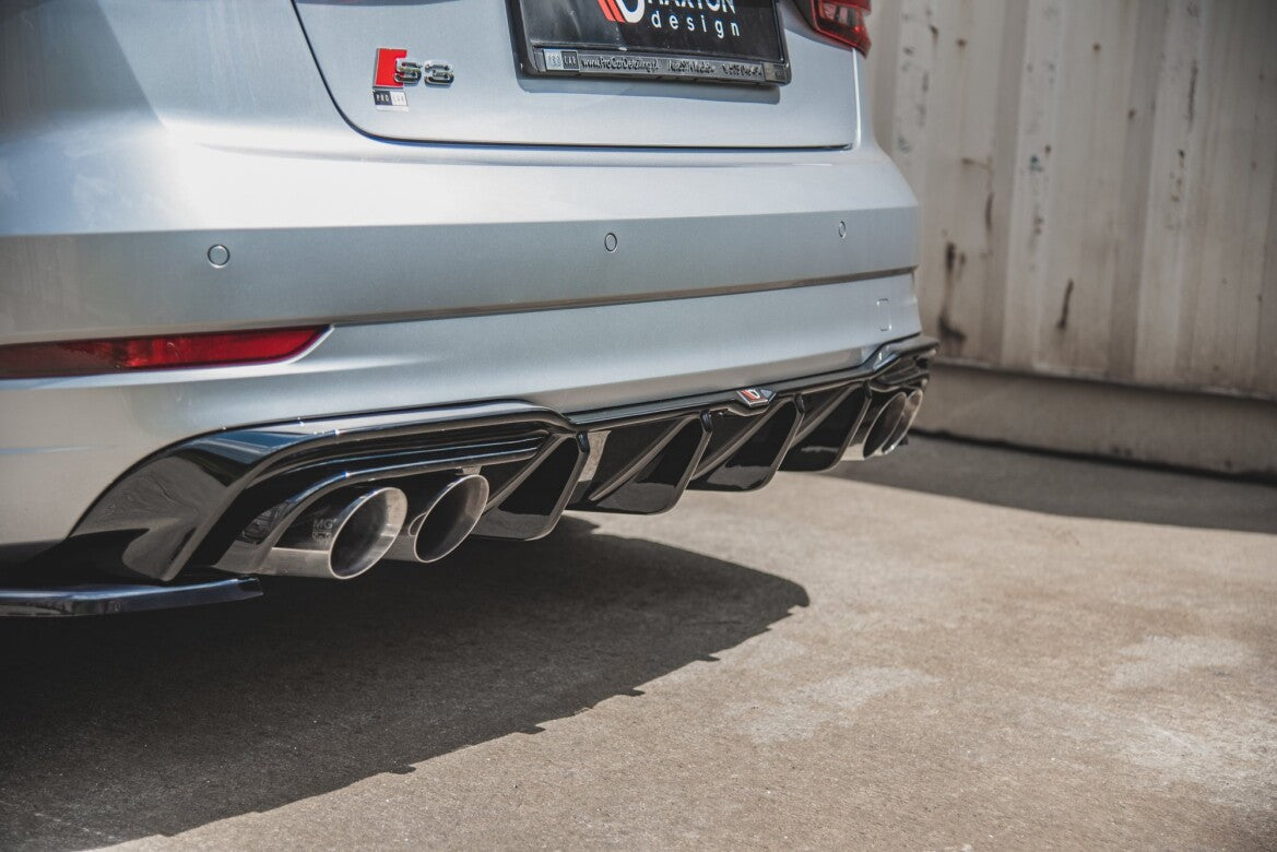 Heckansatz Diffusor passend für Audi S3 Limousine 8V FL schwarz Hochglanz