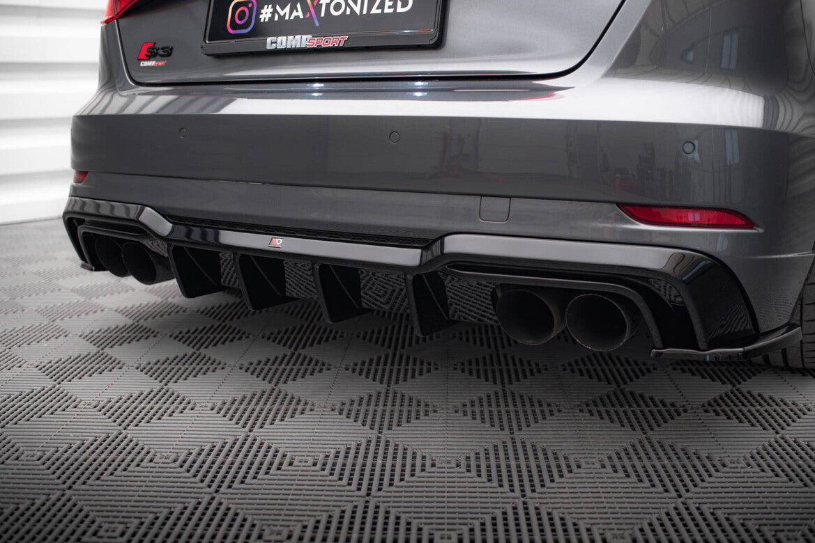 Heckansatz Diffusor passend für Audi S3 Sportback 8V FL schwarz Hochglanz