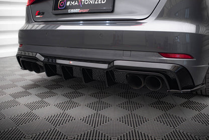Heckansatz Diffusor passend für Audi S3 Sportback 8V FL schwarz Hochglanz