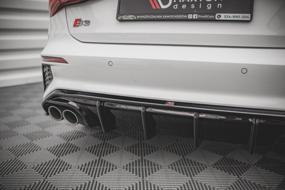 Heckansatz Diffusor passend für Audi S3 Sportback 8Y schwarz Hochglanz