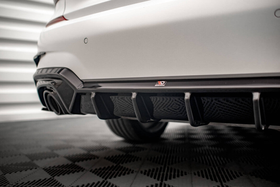 Heckansatz Diffusor passend für BMW 3er M-Paket G20 / G21 schwarz Hochglanz mit AHK
