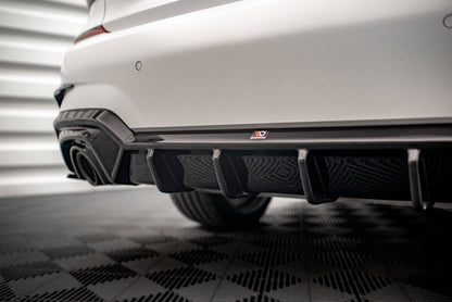 Heckansatz Diffusor passend für BMW 3er M-Paket G20 / G21 schwarz Hochglanz mit AHK