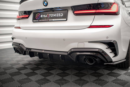 Heckansatz Diffusor passend für BMW 3er M-Paket G20 / G21 schwarz Hochglanz mit AHK
