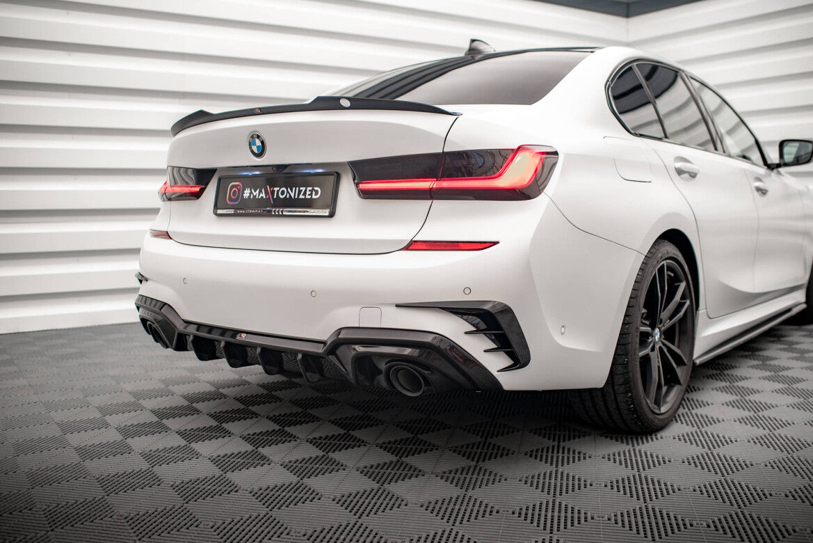 Heckansatz Diffusor passend für BMW 3er M-Paket G20 / G21 schwarz Hochglanz mit AHK