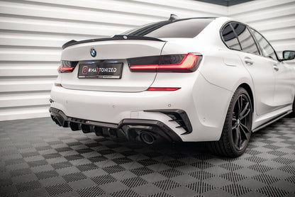 Heckansatz Diffusor passend für BMW 3er M-Paket G20 / G21 schwarz Hochglanz mit AHK