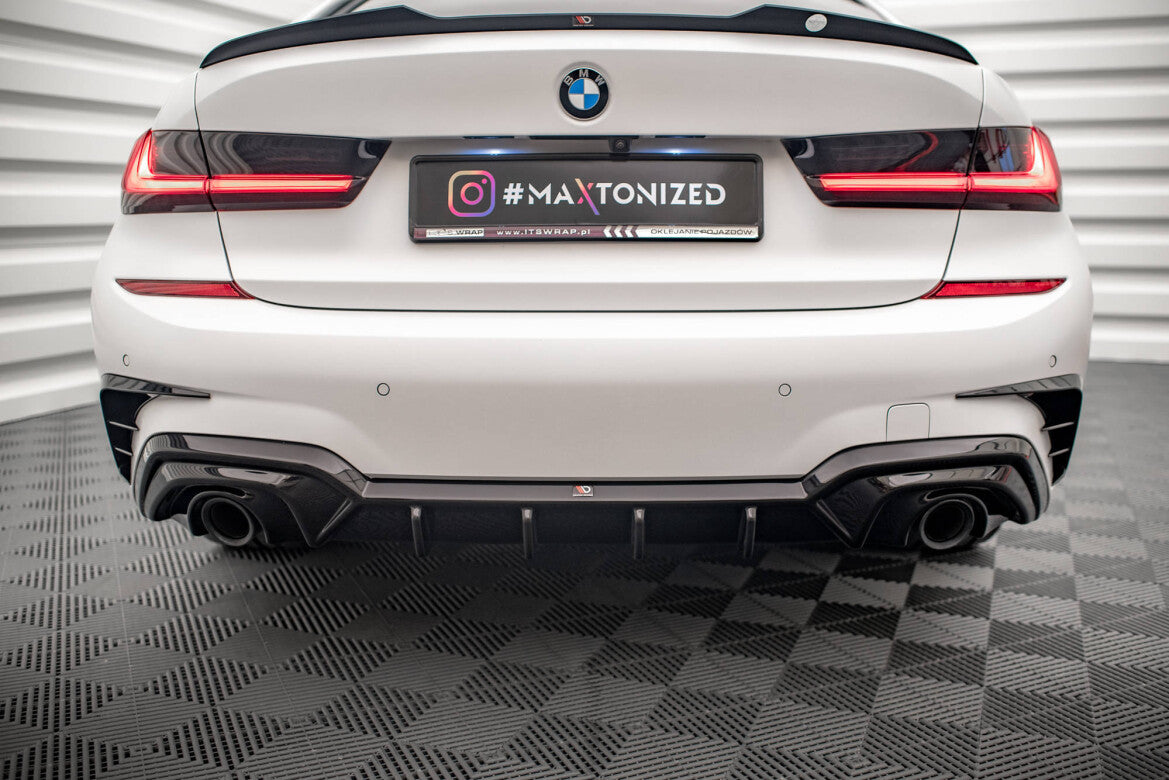 Heckansatz Diffusor passend für BMW 3er M-Paket G20 / G21 schwarz Hochglanz mit AHK