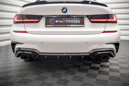 Heckansatz Diffusor passend für BMW 3er M-Paket G20 / G21 schwarz Hochglanz mit AHK