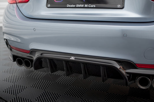 Heckansatz Diffusor passend für BMW 4er Coupe / Gran Coupe / Cabrio M-Paket F32 / F36 / F33 (Doppelauspuff li. re.) schwarz Hochglanz