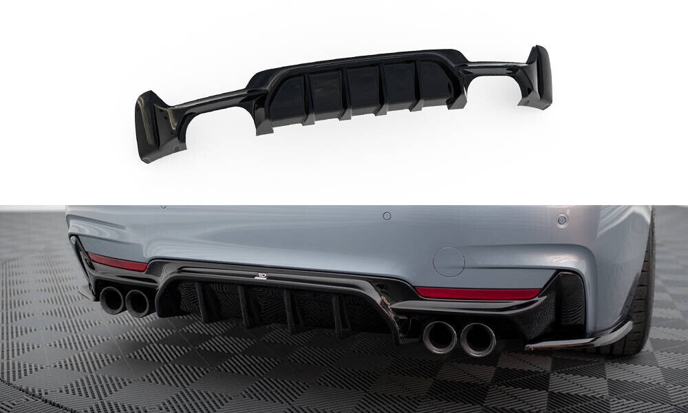Heckansatz Diffusor passend für BMW 4er Coupe / Gran Coupe / Cabrio M-Paket F32 / F36 / F33 (Doppelauspuff li. re.) schwarz Hochglanz