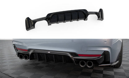 Heckansatz Diffusor passend für BMW 4er Coupe / Gran Coupe / Cabrio M-Paket F32 / F36 / F33 (Doppelauspuff li. re.) schwarz Hochglanz