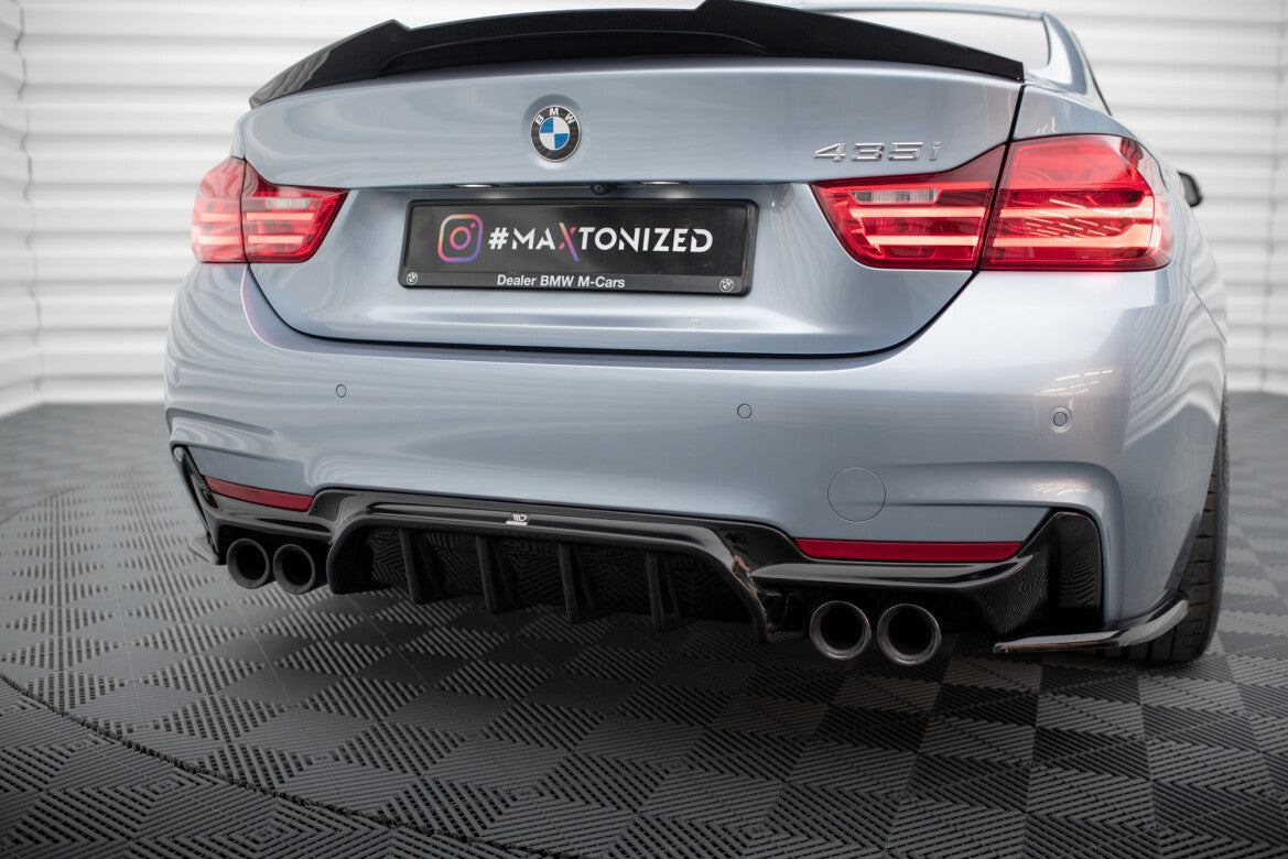 Heckansatz Diffusor passend für BMW 4er Coupe / Gran Coupe / Cabrio M-Paket F32 / F36 / F33 (Doppelauspuff li. re.) schwarz Hochglanz