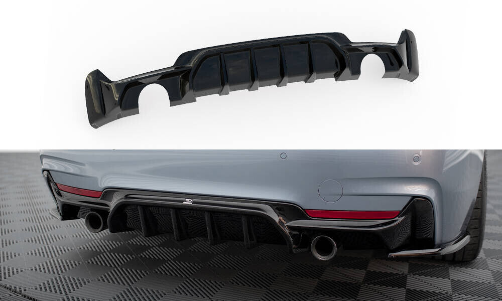 Heckansatz Diffusor passend für BMW 4er Coupe / Gran Coupe / Cabrio M-Paket F32 / F36 / F33 (Einzelauspuff li. re.) schwarz Hochglanz
