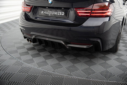 Heckansatz Diffusor passend für BMW 4er Coupe / Gran Coupe / Cabrio M-Paket F32 / F36 / F33 (Einzelauspuff li.) schwarz Hochglanz