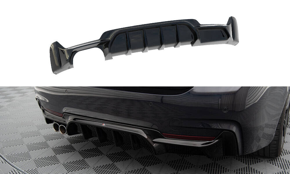 Heckansatz Diffusor passend für BMW 4er Coupe / Gran Coupe / Cabrio M-Paket F32 / F36 / F33 (Einzelauspuff li.) schwarz Hochglanz