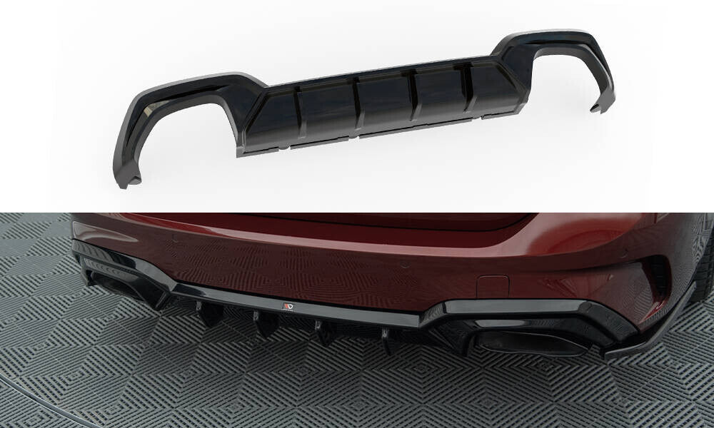 Heckansatz Diffusor passend für BMW M340i G20 / G21 schwarz Hochglanz mit AHK