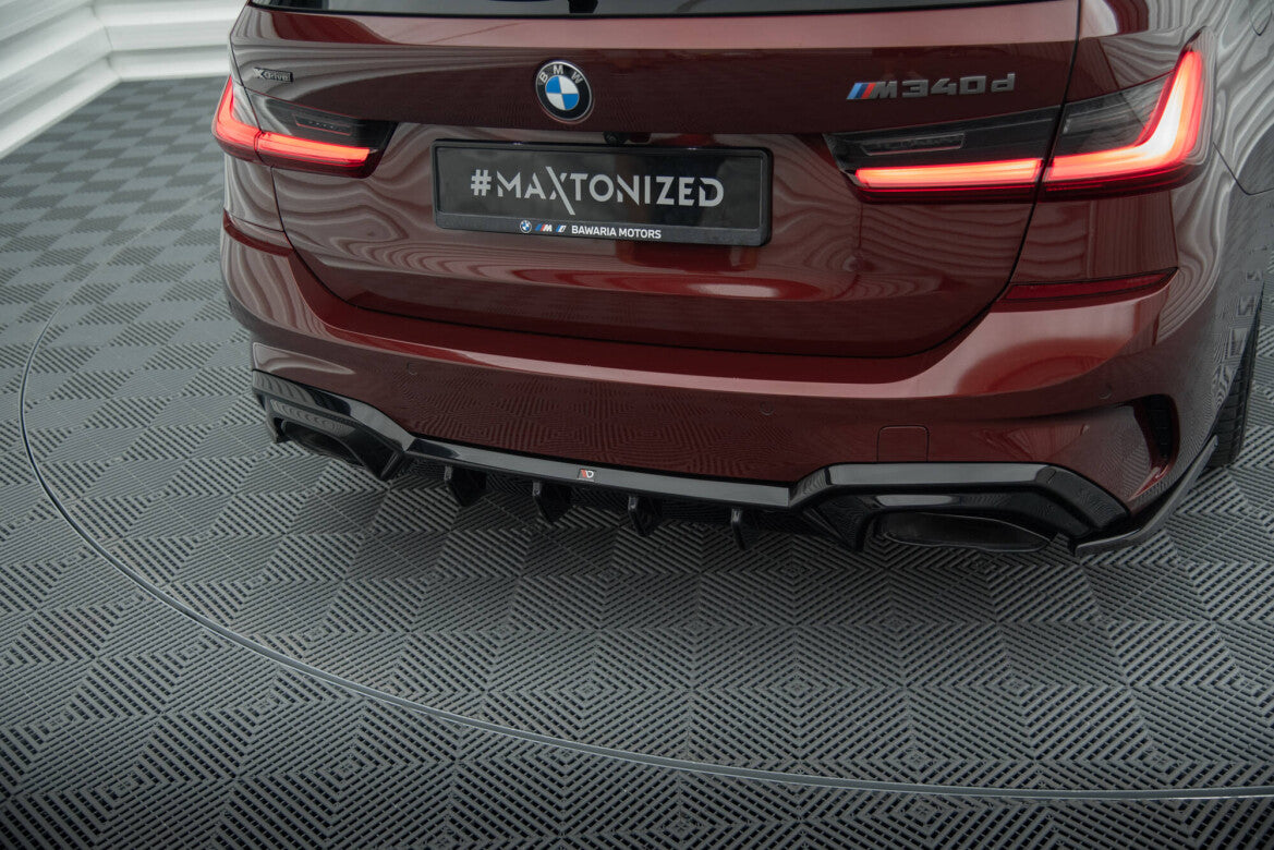 Heckansatz Diffusor passend für BMW M340i G20 / G21 schwarz Hochglanz mit AHK