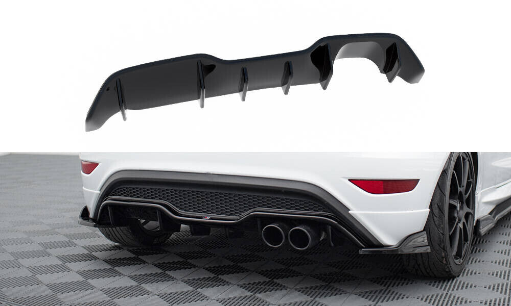 Heckansatz Diffusor passend für Ford Fiesta ST (3-Türige version) Mk7 FL schwarz Hochglanz