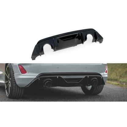 Heckansatz Diffusor passend für Ford Fiesta ST mk8 schwarz Hochglanz+Milltek Sport Endschalldämpfer geglüht + GPF System