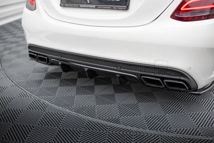 Heckansatz Diffusor passend für Mercedes C-Klasse Limousine / Kombi W205 / S205 63 AMG schwarz Hochglanz
