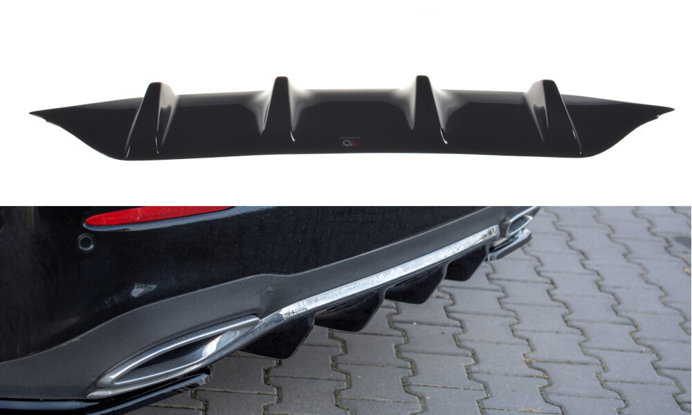 Heckansatz Diffusor passend für Mercedes E43 AMG / AMG-Line Limousine / Kombi W213 / S213 schwarz Hochglanz