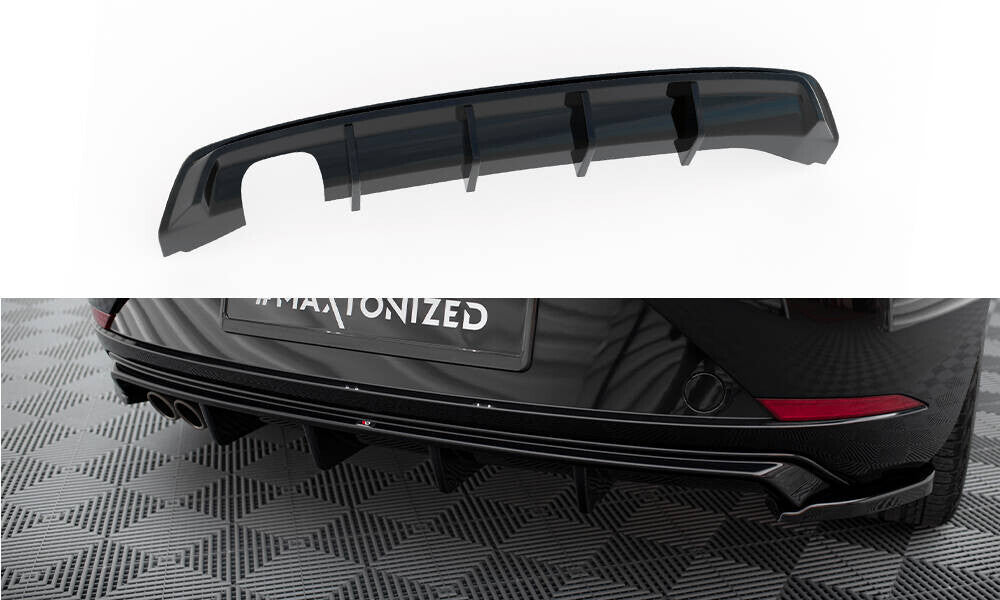 Heckansatz Diffusor passend für Seat Leon Mk3 FL schwarz Hochglanz
