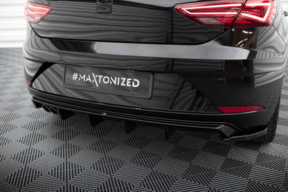 Heckansatz Diffusor passend für Seat Leon Mk3 FL schwarz Hochglanz