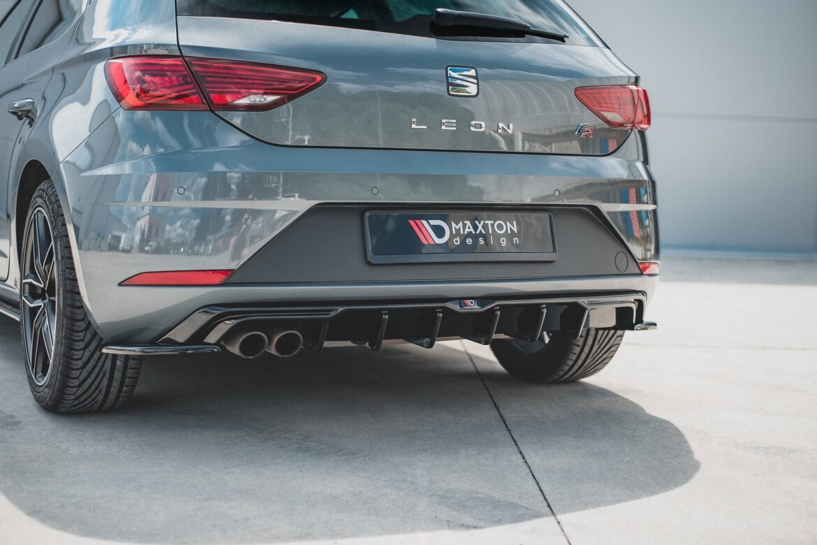 Heckansatz Diffusor passend für Seat Leon Mk3 FR FL schwarz Hochglanz