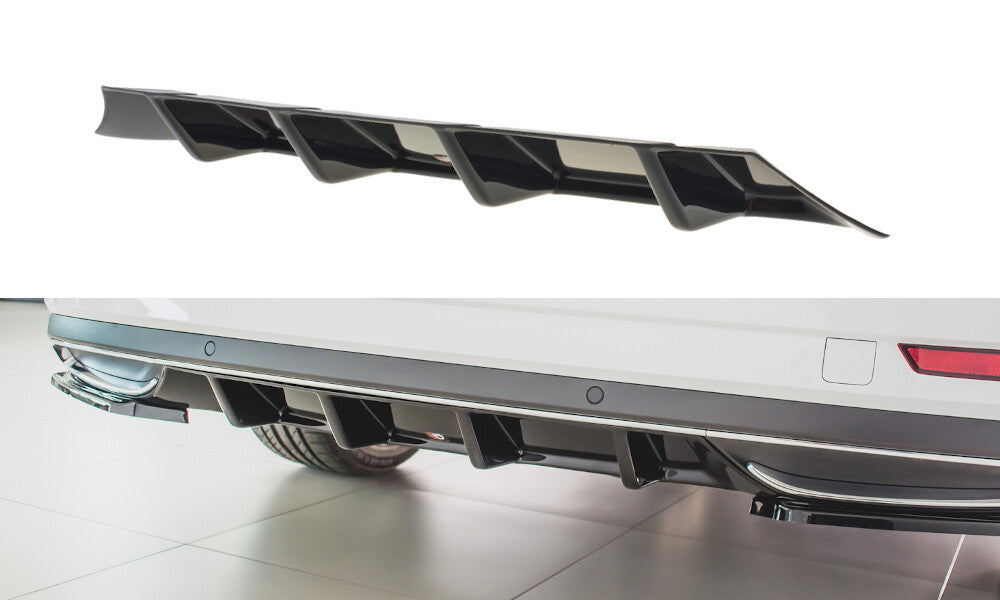 Heckansatz Diffusor passend für Skoda Superb Liftback / Combi Mk3 FL schwarz Hochglanz