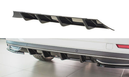 Heckansatz Diffusor passend für Skoda Superb Liftback / Combi Mk3 FL schwarz Hochglanz