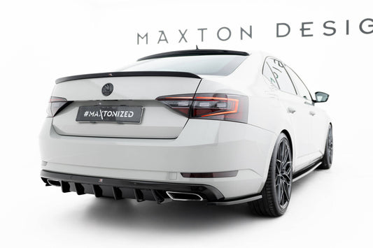 Heckansatz Diffusor passend für Skoda Superb Liftback / Combi Mk3 schwarz Hochglanz