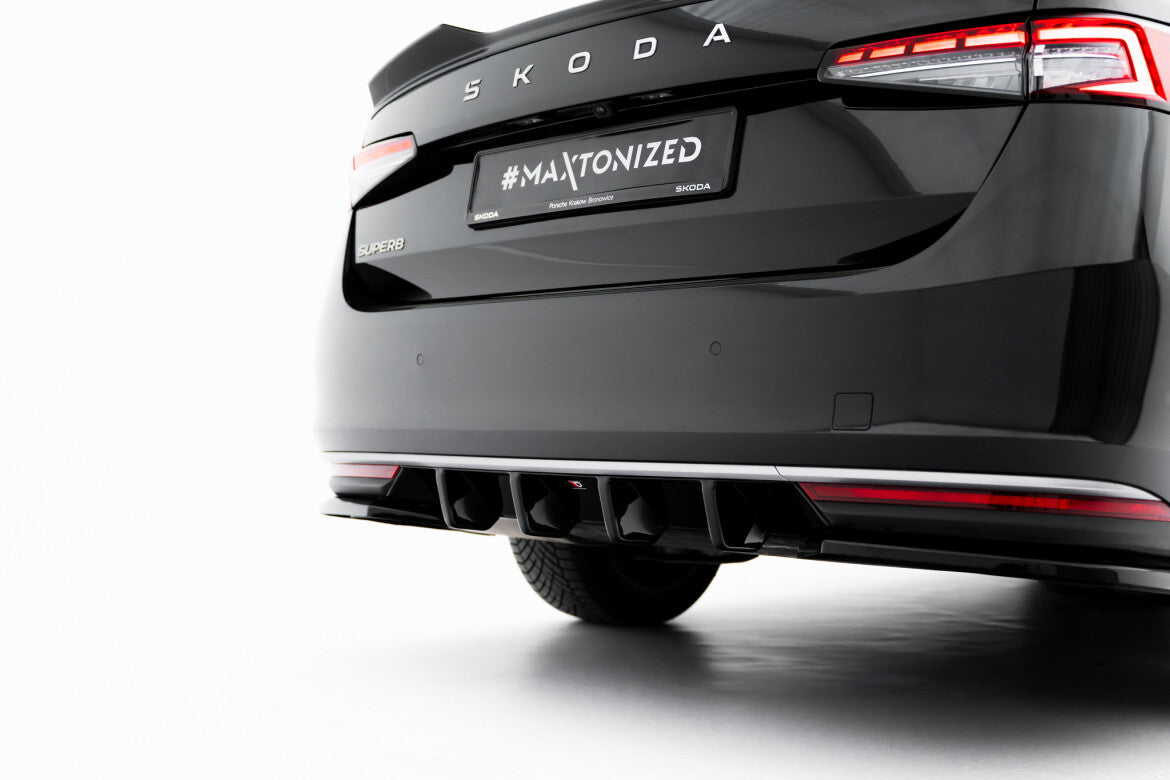 Heckansatz Diffusor passend für Skoda Superb Mk4 schwarz Hochglanz