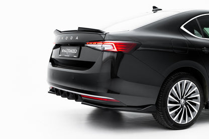 Heckansatz Diffusor passend für Skoda Superb Mk4 schwarz Hochglanz